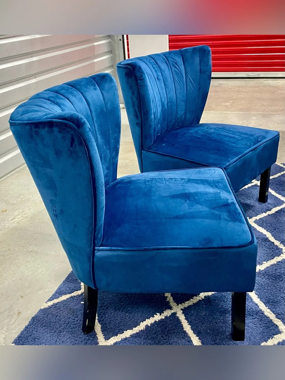 Blue Velvet Accent Chair - Unbranded